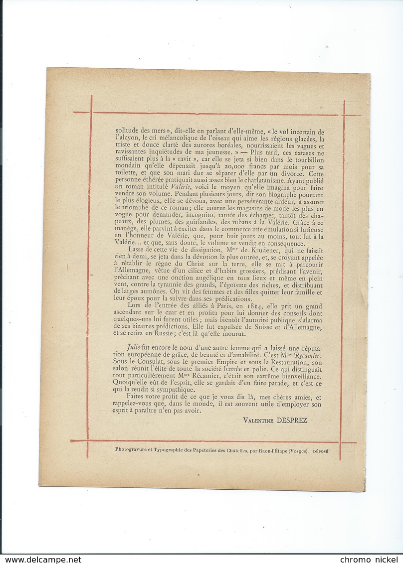 Madame Récamier DORURES Très Brillantes Neuves Julie Juliette Protège-cahier  Couverture 220 X 175  Bon état 3 Scans - Protège-cahiers