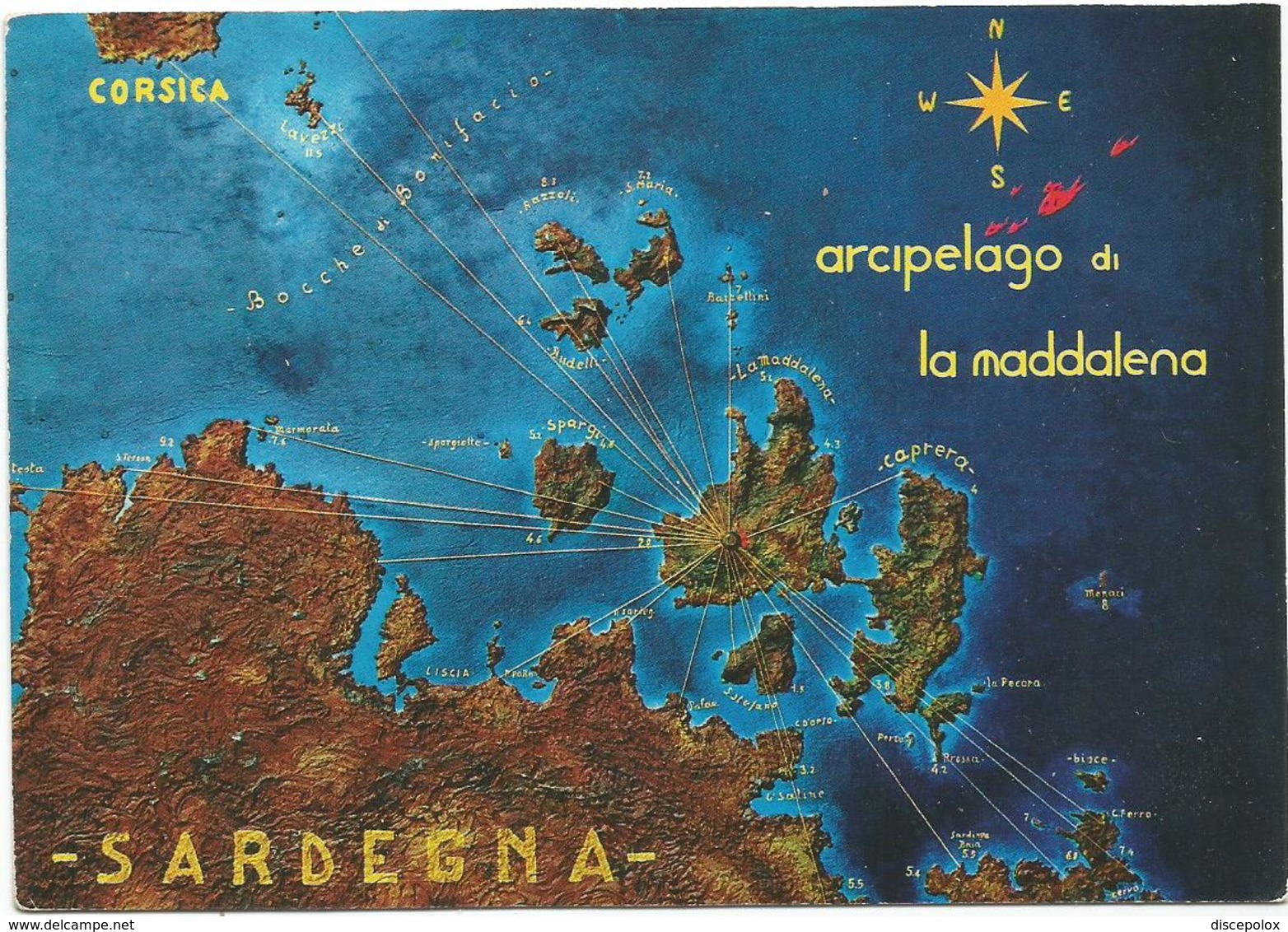 V3196 Sardegna - Arcipelago Della Maddalena - Carta Geografica Map Carte Geographique / Non Viaggiata - Carte Geografiche