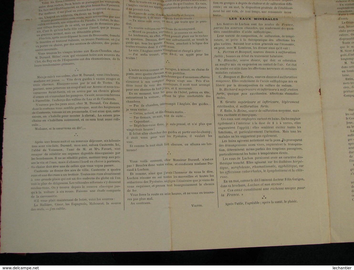 LUCHON-GAZETTE 1881 Revue Estivale N° 1 4 Pages 33X47 - Revues Anciennes - Avant 1900