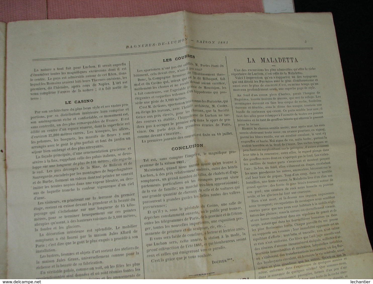 LUCHON-GAZETTE 1881 Revue Estivale N° 1 4 Pages 33X47 - Revues Anciennes - Avant 1900