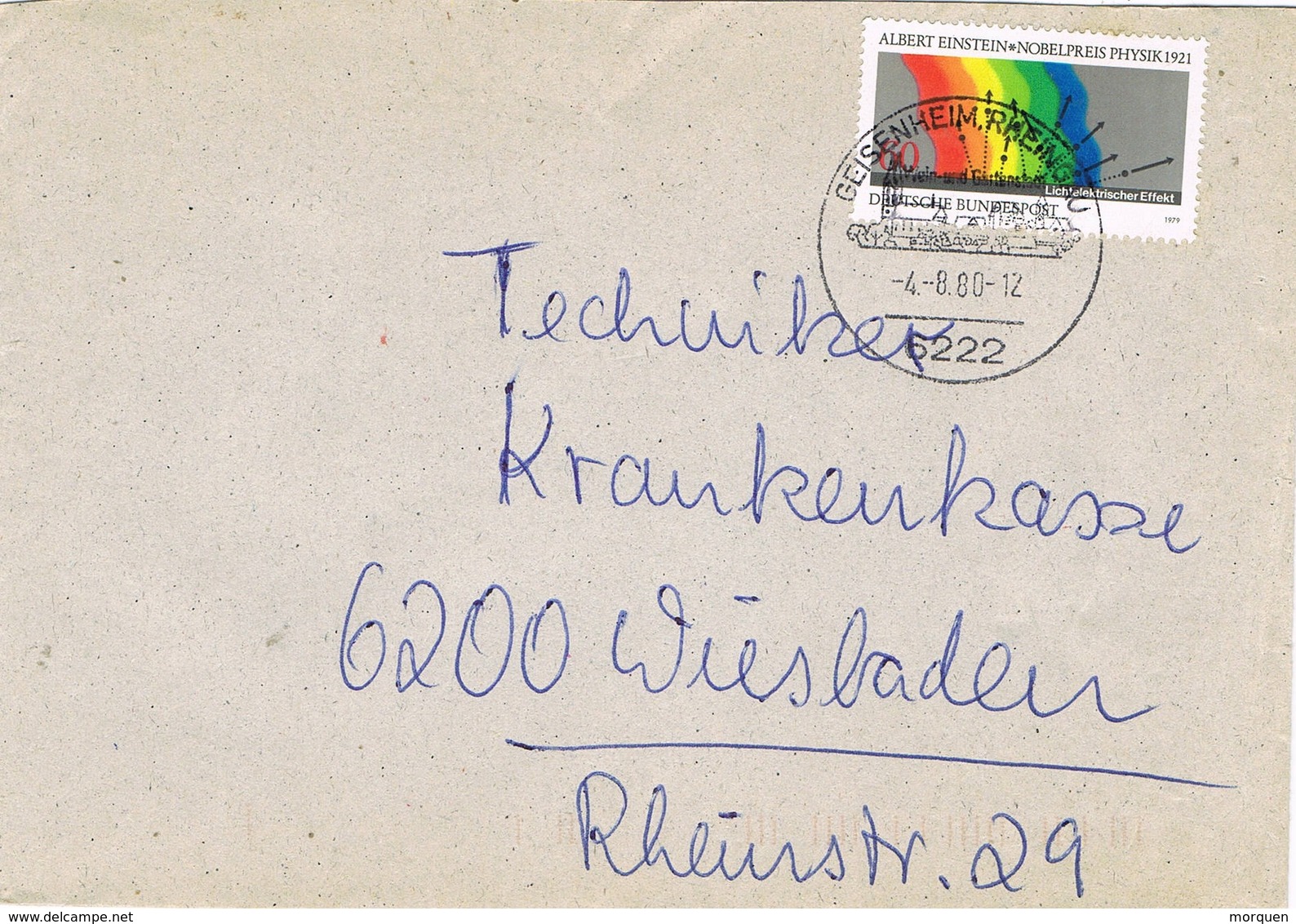 30717. Carta GEISENHEIM  A RHEIN (Alemania Federal) 1980 - Cartas & Documentos