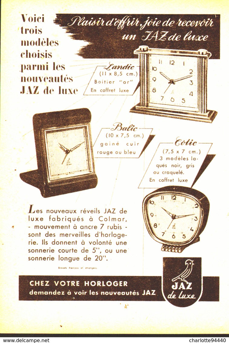 PUB REVEIL  ( LANDIC - BALIC - COTIC  )  " JAZ  "  1952 - Autres & Non Classés