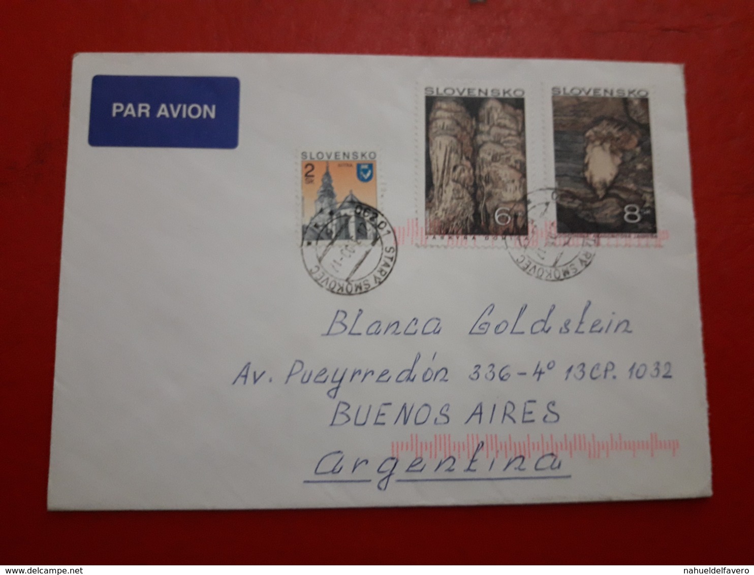 La Slovaquie Enveloppe Circulé Avec Timbre Minéraux Et Autres, Et Une Vignette D'oiseaux - Briefe U. Dokumente