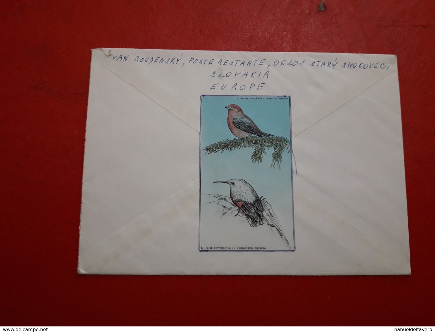 La Slovaquie Enveloppe Circulé Avec Timbre Minéraux Et Autres, Et Une Vignette D'oiseaux - Briefe U. Dokumente