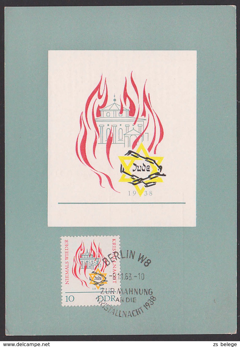 Germany Kristallnacht 1938 DDR 996 Vom Ersttag, Synagoge Zur Mahnung, MC Maximumkarte - 1st Day – FDC (sheets)