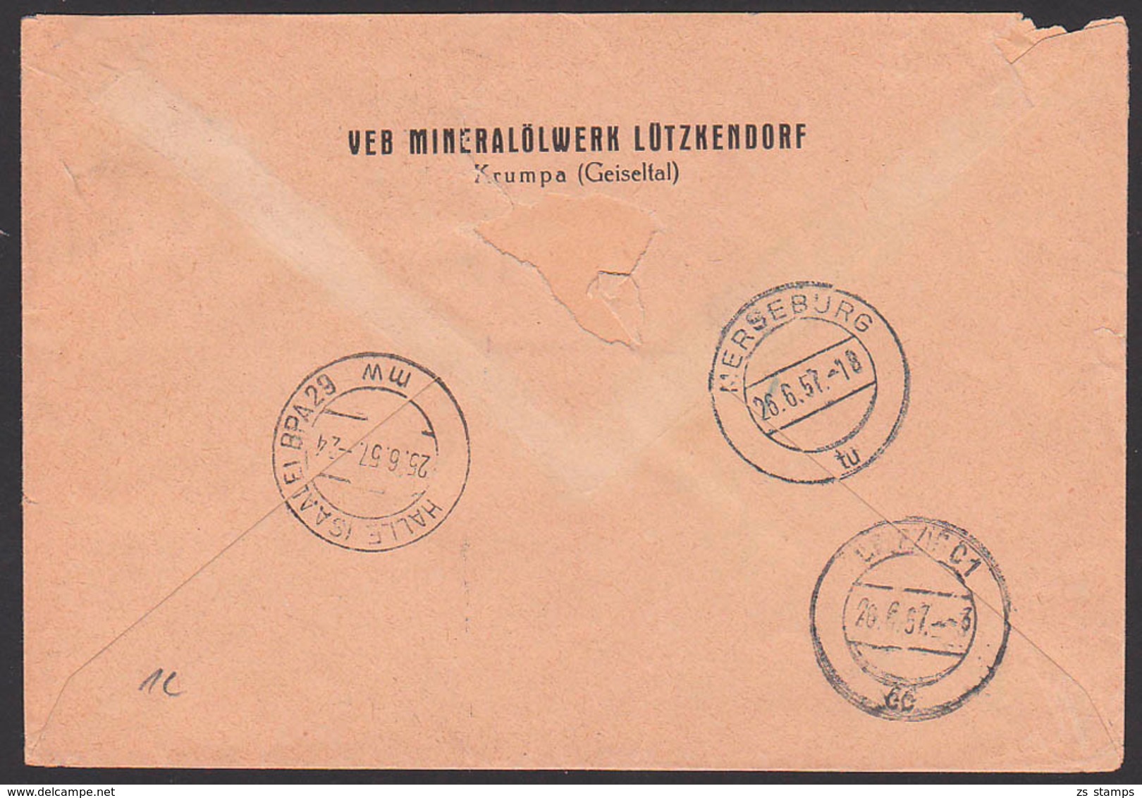 DDR ZKD 12(8010) Merseburg Mineralölwerk Lützkendorf Krumpa Geiseltal, Kreisaufdruck - Sonstige & Ohne Zuordnung