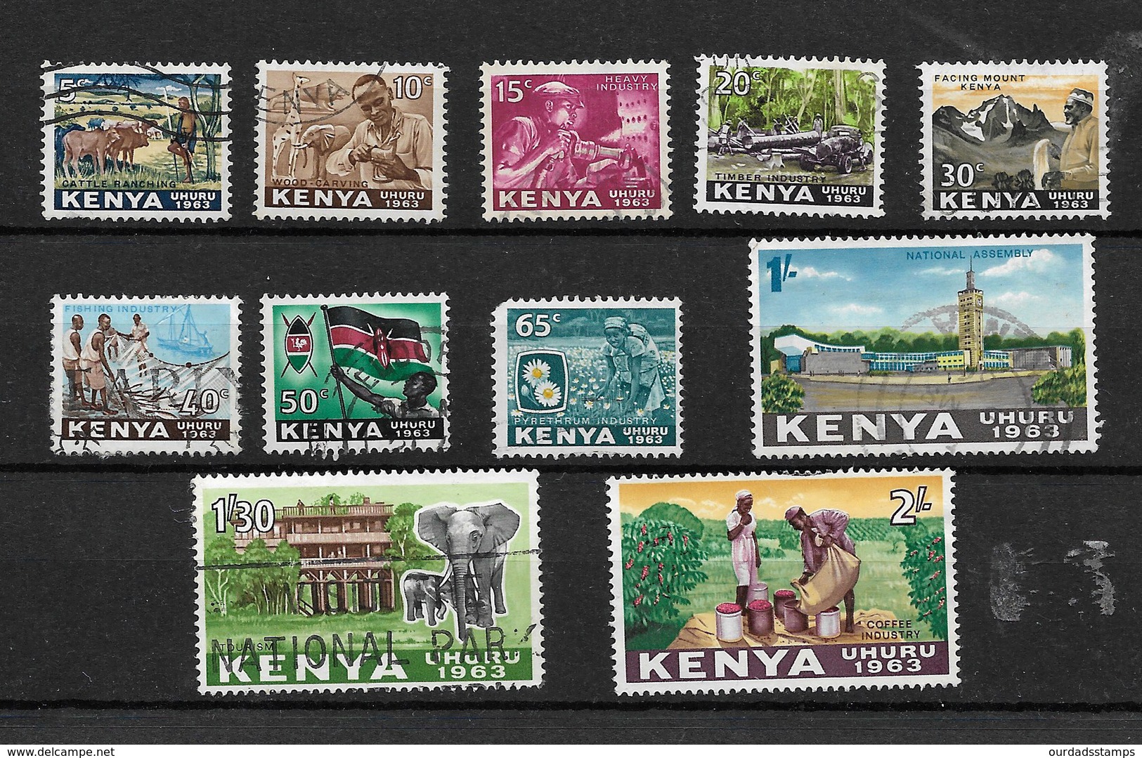 Kenya 1963 Independence, Complete Set Used To 2/- (7314) - Kenya (1963-...)