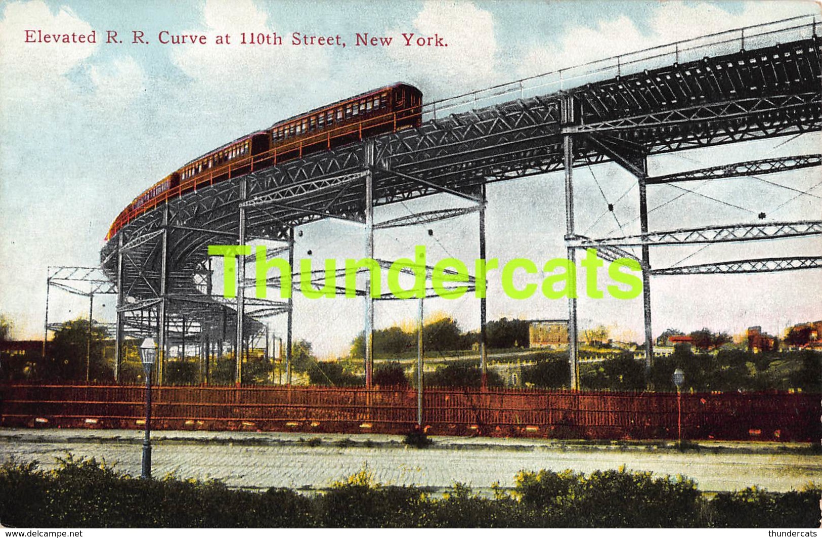CPA ELEVATED R R CURVE AT 110 TH STREET NEW YORK N Y - Transports