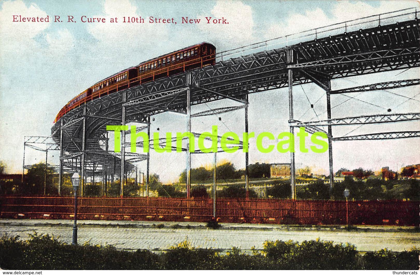 CPA ELEVATED R R CURVE AT 110 TH STREET NEW YORK N Y - Trasporti