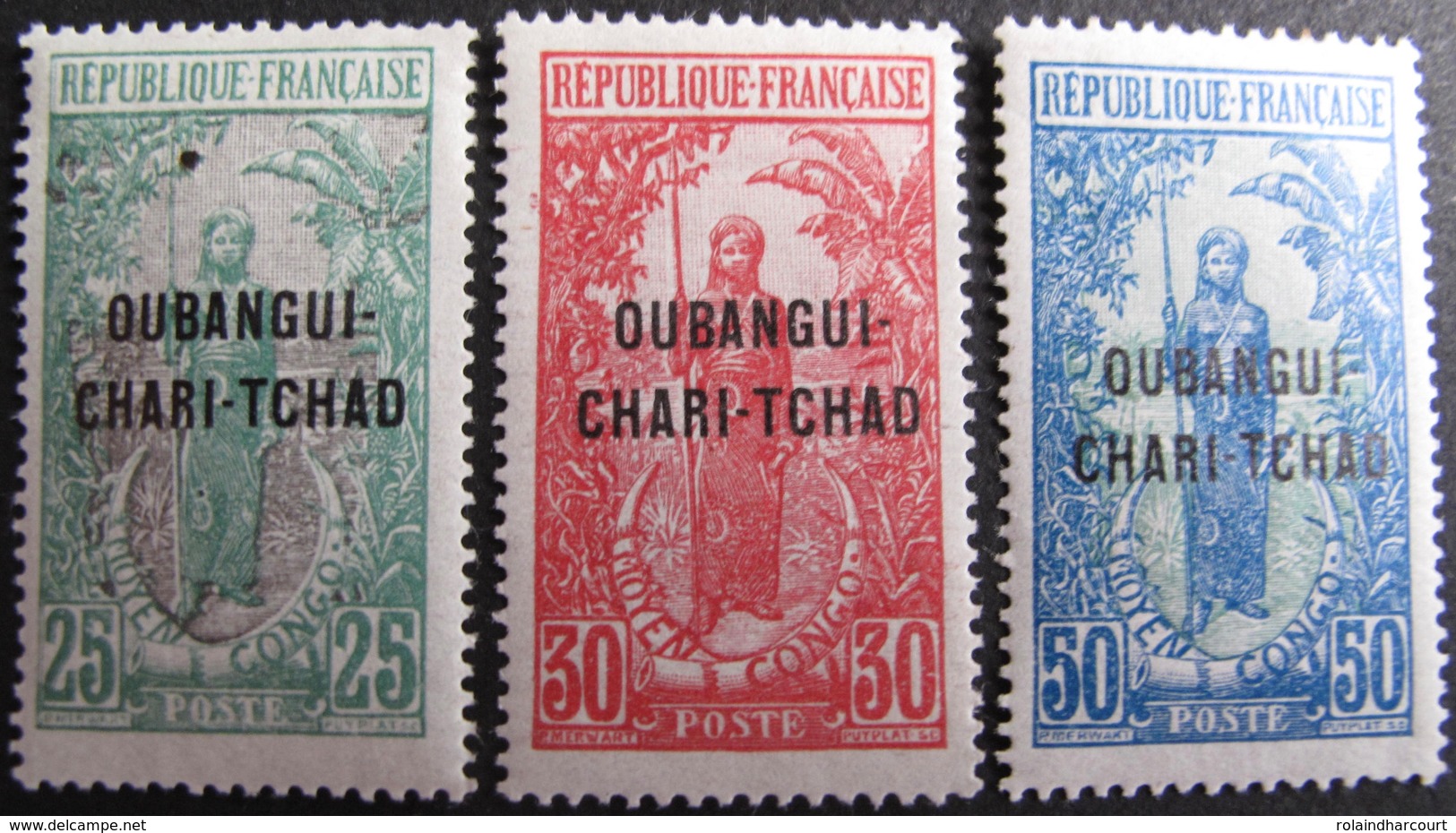 R3586/1168 - 1922 - COLONIES FR. - OUBANGUI-CHARI-TCHAD - N°22 à 24 NEUFS* - Cote : 4,50 € - Neufs