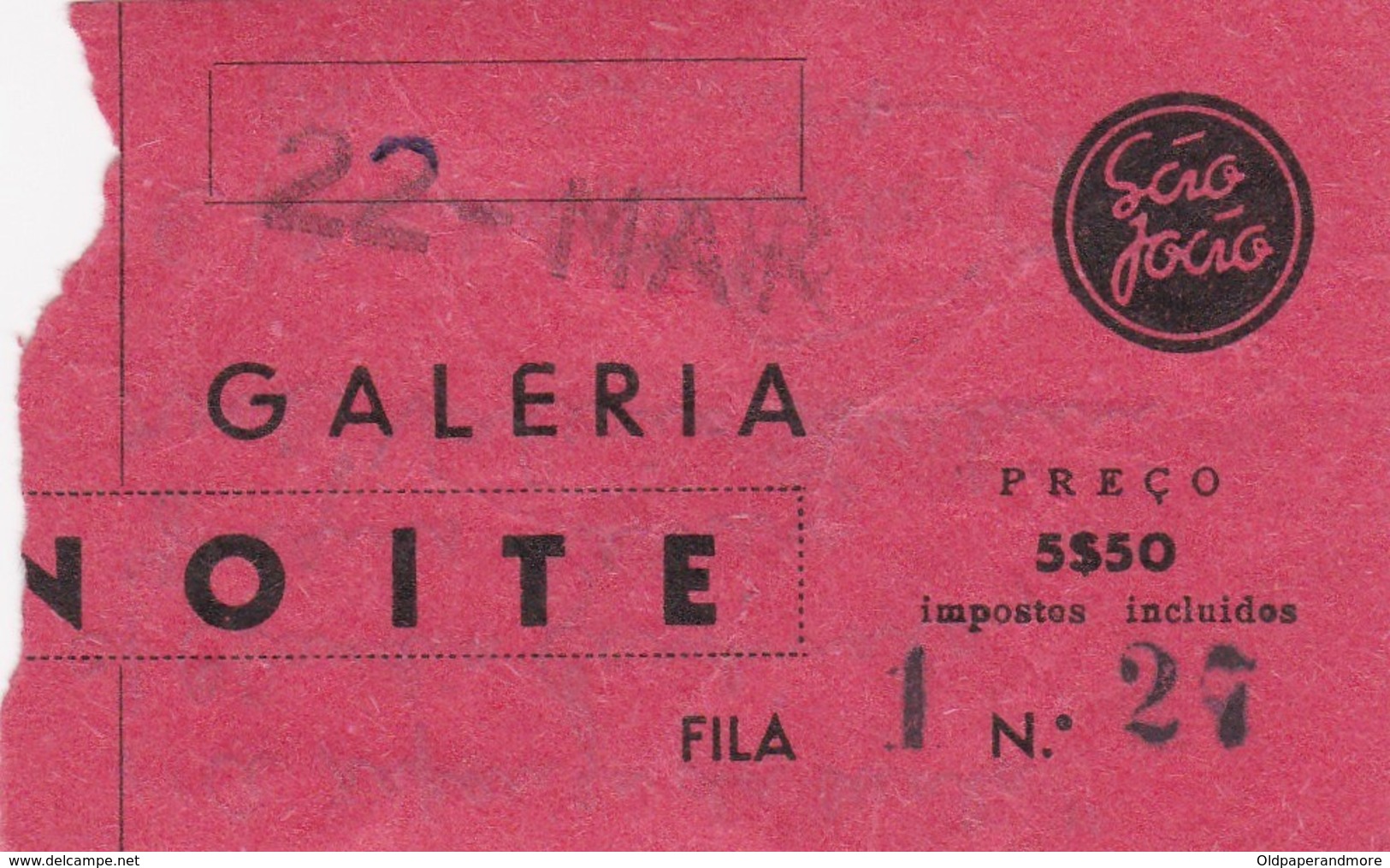 PORTUGAL  - PORTO - TICKET - CINEMA - SÃO JOÃO - Eintrittskarten