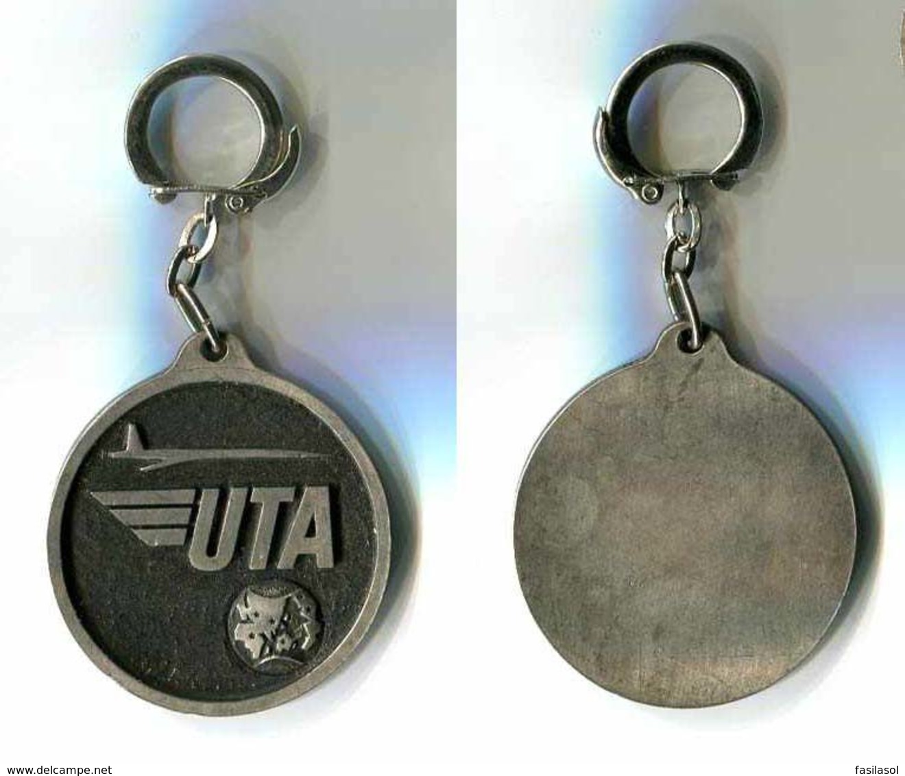 Porte-clés Métal : UTA - Cie D'Aviation (diamètre 5cm) - Schlüsselanhänger