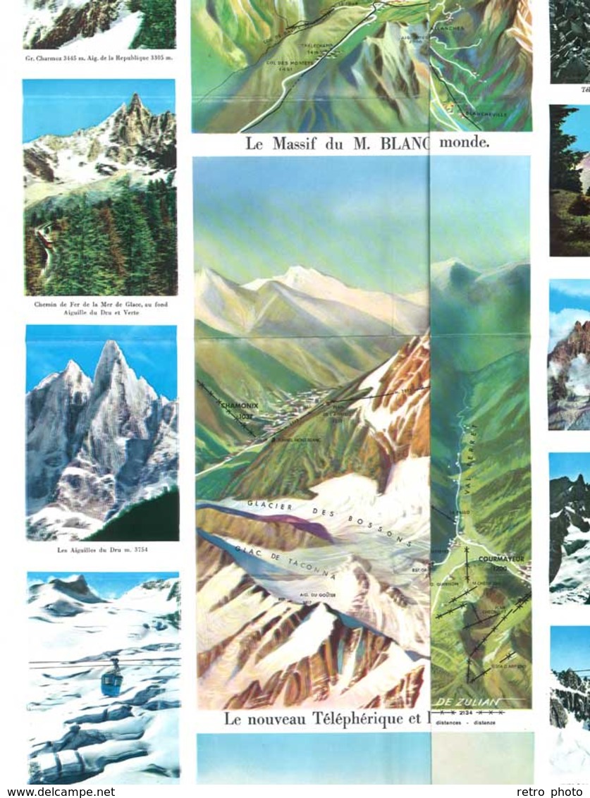 Carte Touristique Mont Blanc, Avec Carte Panoramique, Sentiers Et Refuges, Vallée De Chamonix, Le Fayet ... - Cartes Géographiques