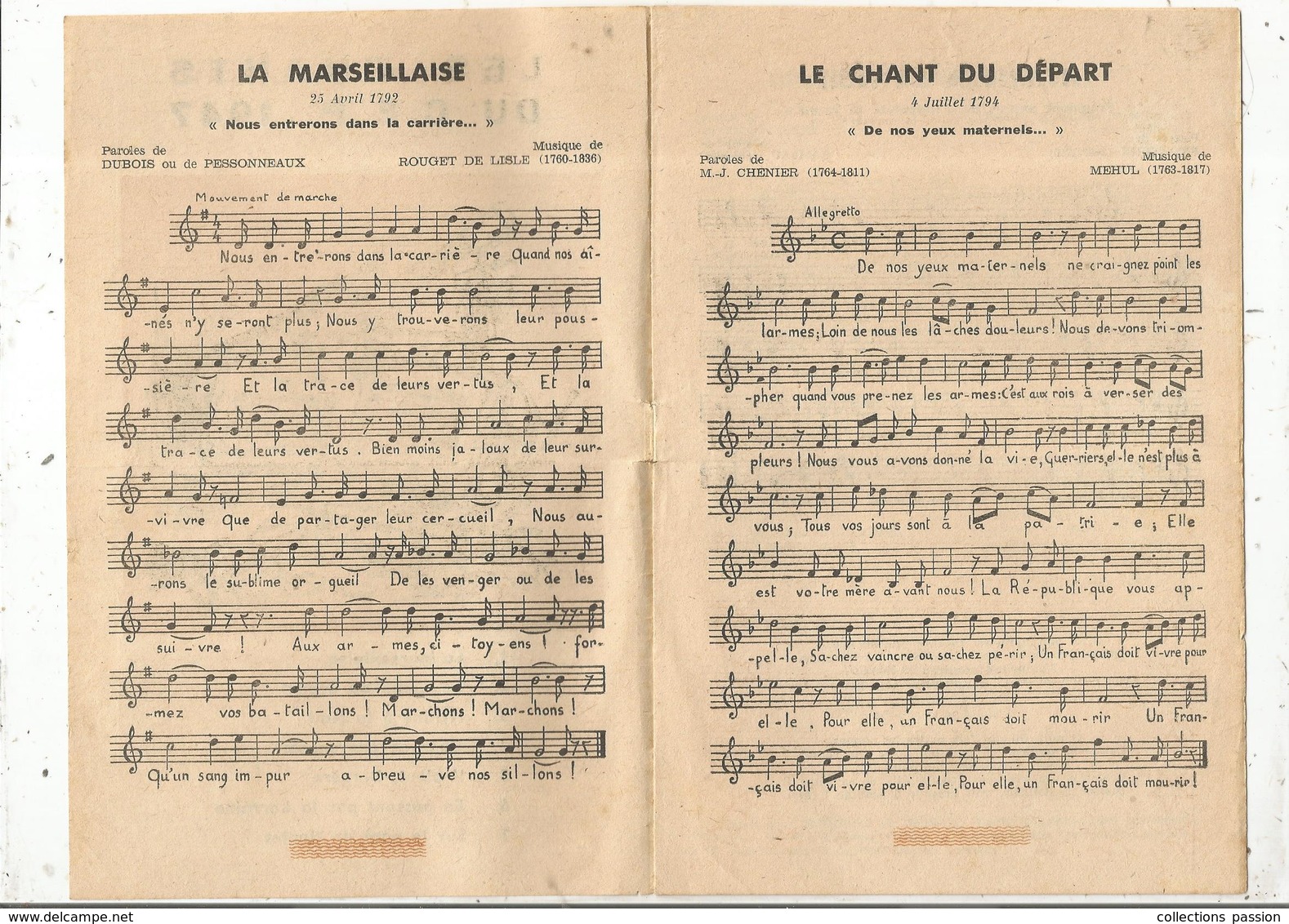 Partition Musicale , Les Chants Du C.E.P.,1947 , 8 Pages, 7 Chansons , 2 Scans , Frais Fr 1.75 E - Partitions Musicales Anciennes