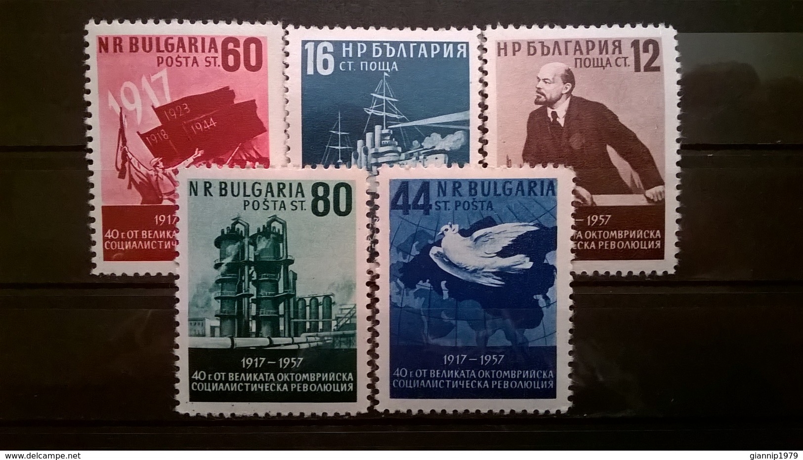 FRANCOBOLLI STAMPS BULGARIA BULGARIE 1957 MNH** NUOVI SERIE COMPLETA RIVOLUZIONE OTTOBRE OCTOBER REVOLUTION - Unused Stamps