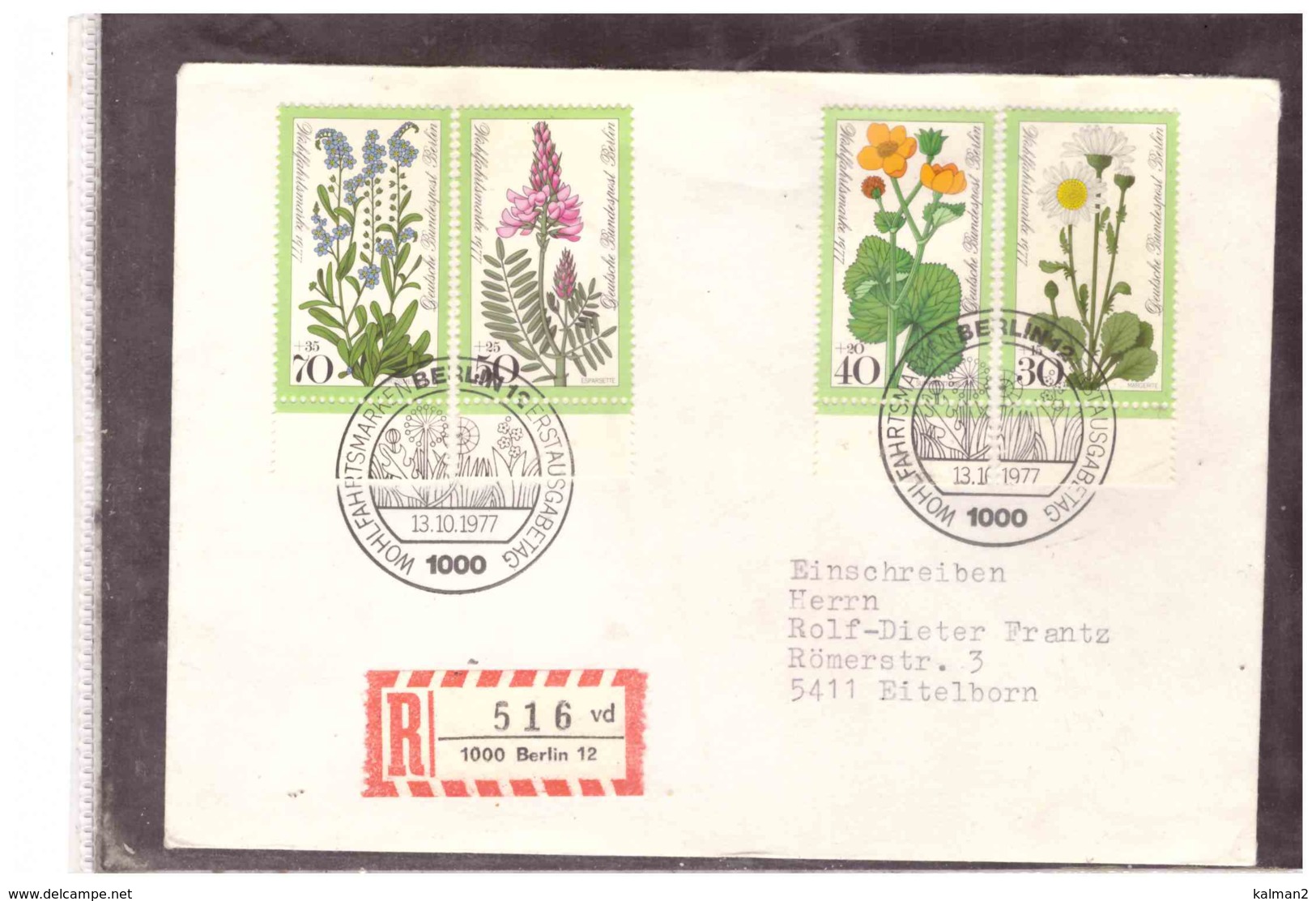 DE2382   -   BERLIN  13.10.1975     /      RE-COVER WITH  INTERESTING POSTAGE - Briefe U. Dokumente