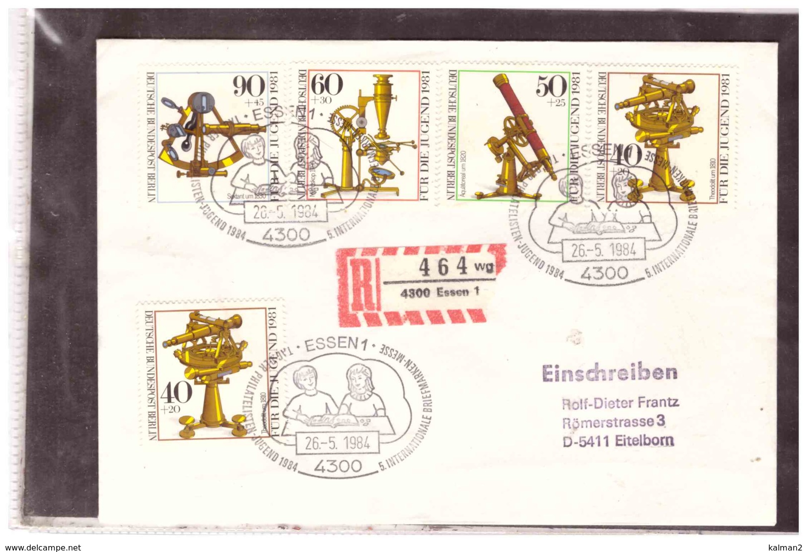 DE2399   -   ESSEN  26.5.1984     /      RE-COVER WITH  INTERESTING POSTAGE - Storia Postale