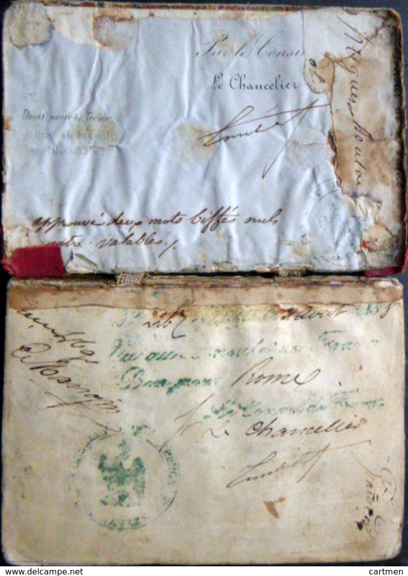 PASSEPORT  ANCIEN 1859 TRES NOMBREUX CACHETS CONSULATS ITALIENS NAPLES ETATS DU PAPE NICE 11 SCAN - Other & Unclassified