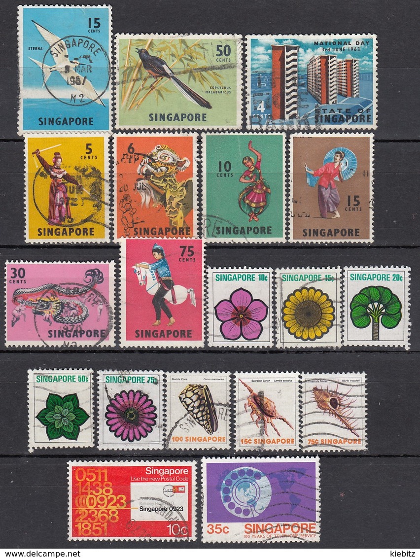 SINGAPUR Ab 1960-1980 - Lot Mit 19 Verschiedenen Used - Singapur (1959-...)