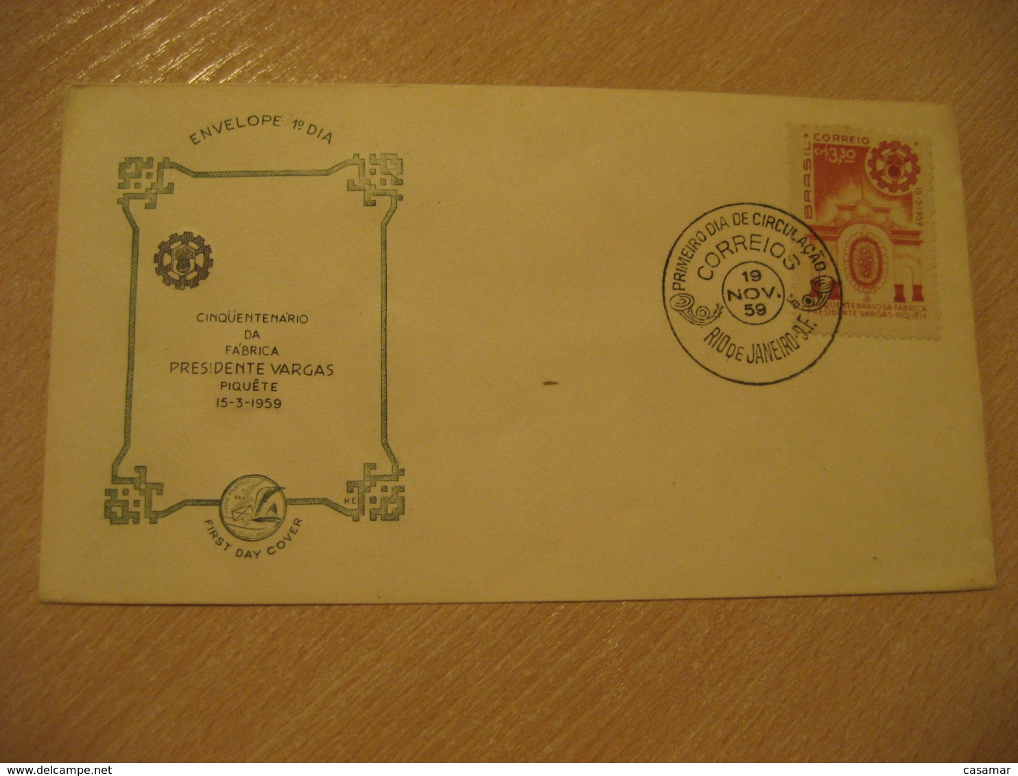 RIO DE JANEIRO 1959 Presidente Vargas Piquete Fabrica Fdc Cancel Cover BRASIL Brazil Bresil - Lettres & Documents