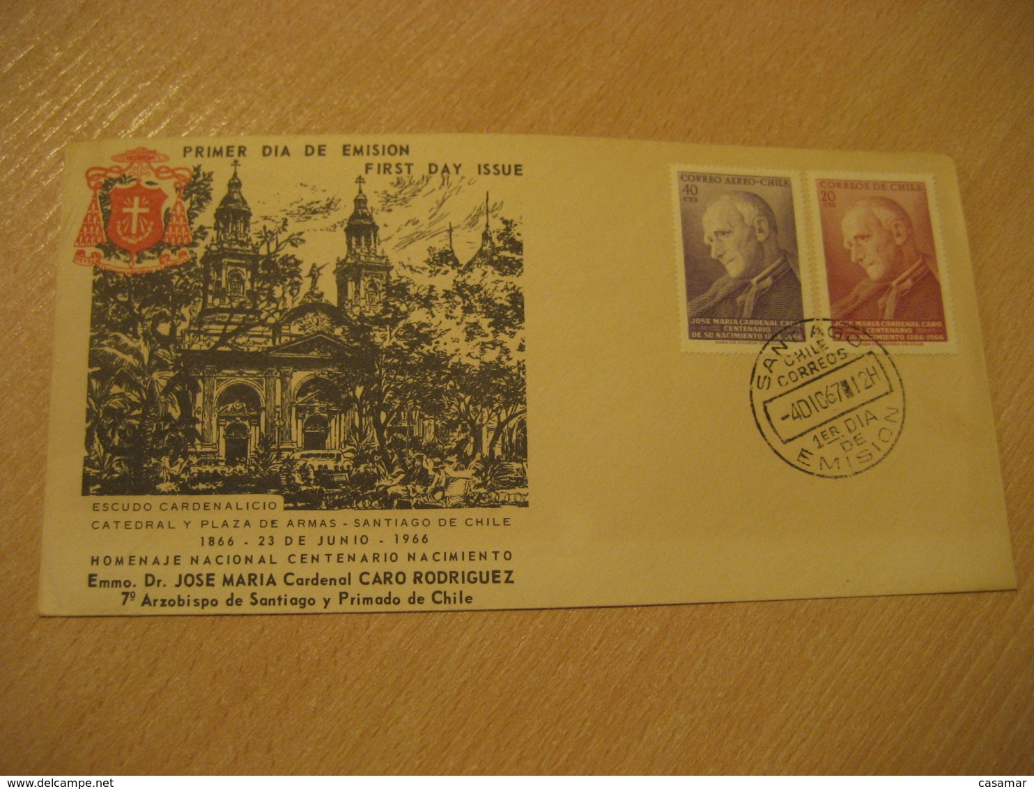 SANTIAGO 1967 Jose Maria Cardenal Caro FDC Cancel Cover CHILE - Chili