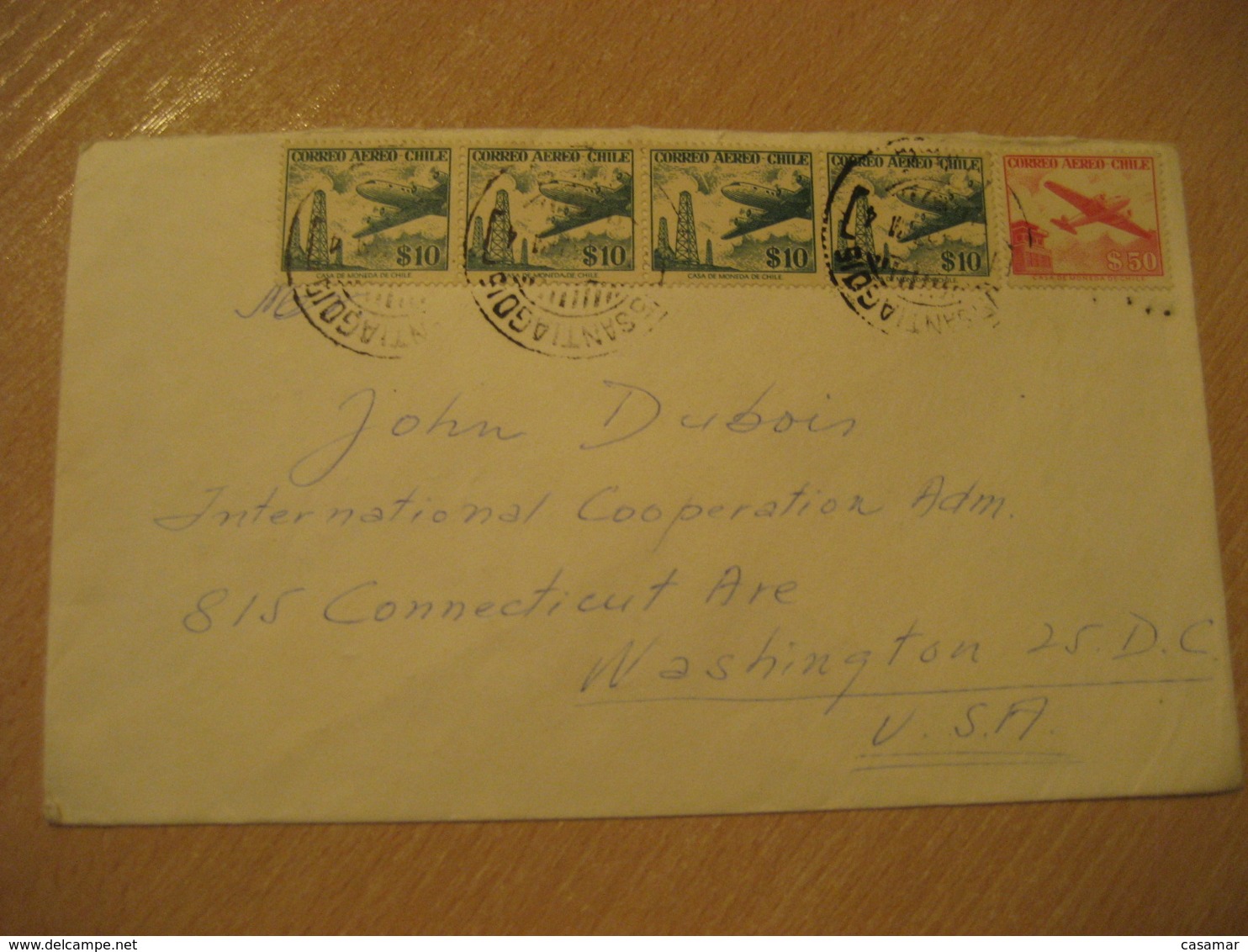 SANTIAGO 1957 To Washington USA Cancel Air Mail Cover CHILE - Chili