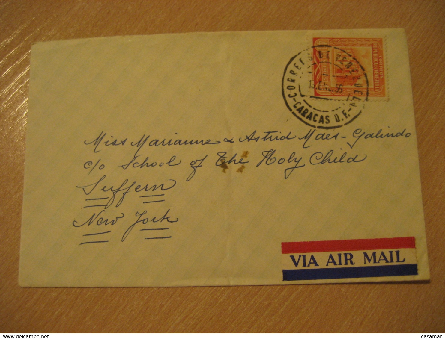 CARACAS 1956 To Suffern New York USA Air Mail Cancel Cover VENEZUELA - Venezuela