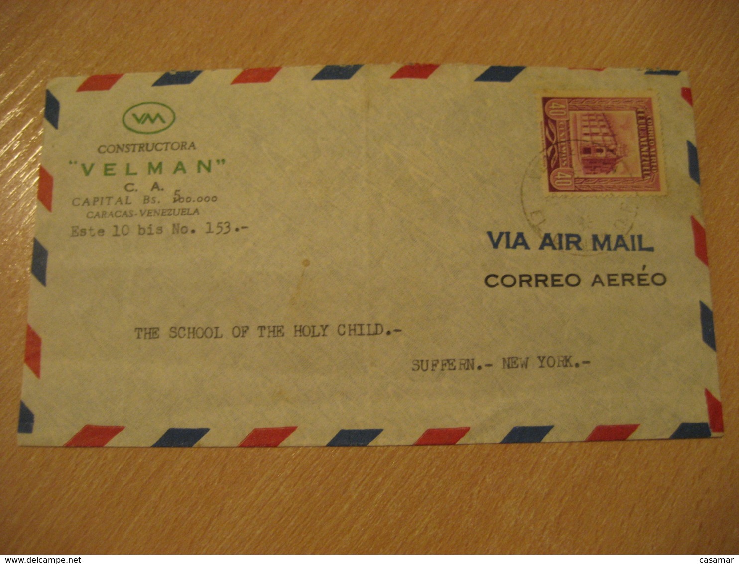 CARACAS To Suffern NY USA Air Mail Cancel Cover VENEZUELA - Venezuela