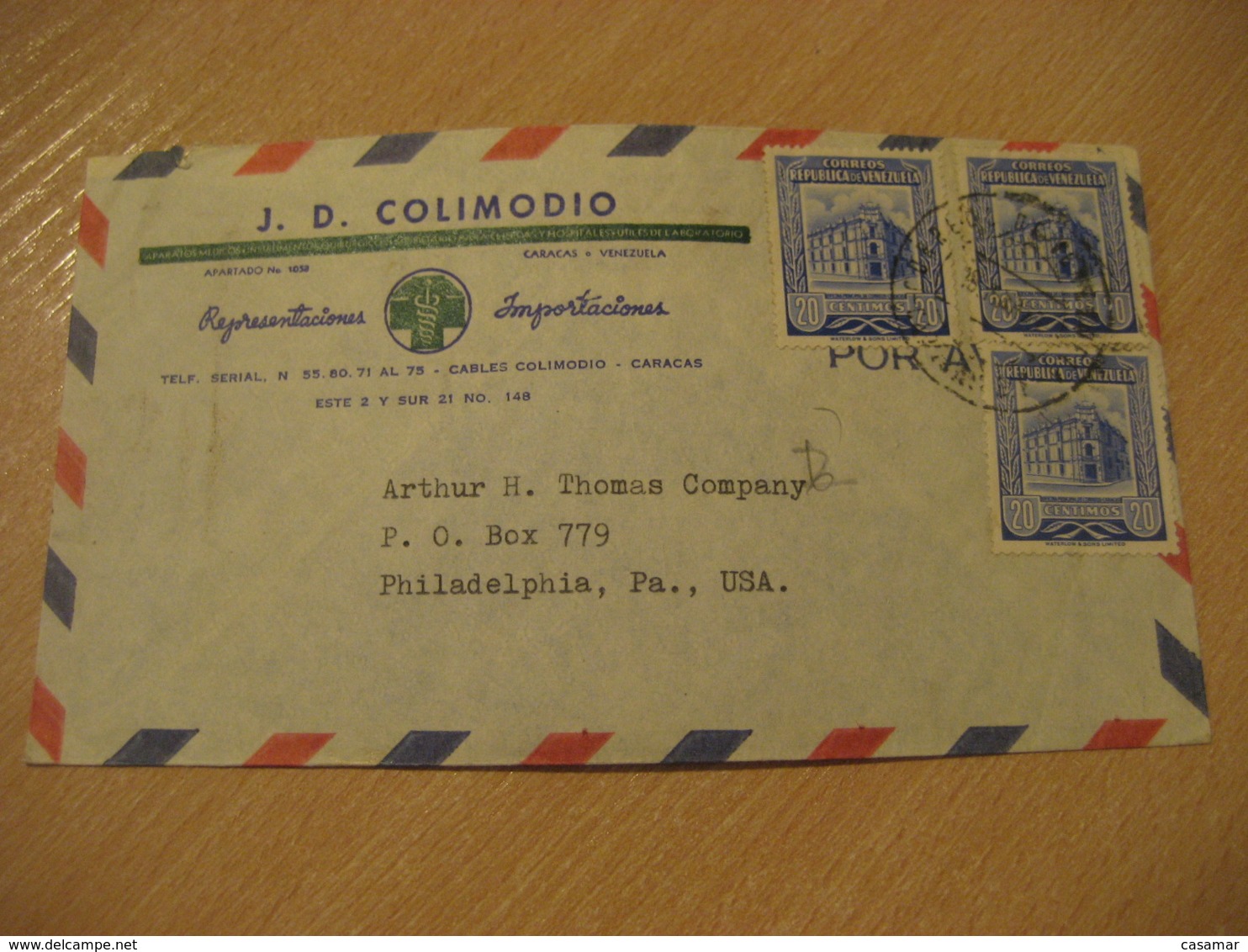 CARACAS 195? To Philadelphia USA Air Mail Cancel Cover VENEZUELA - Venezuela