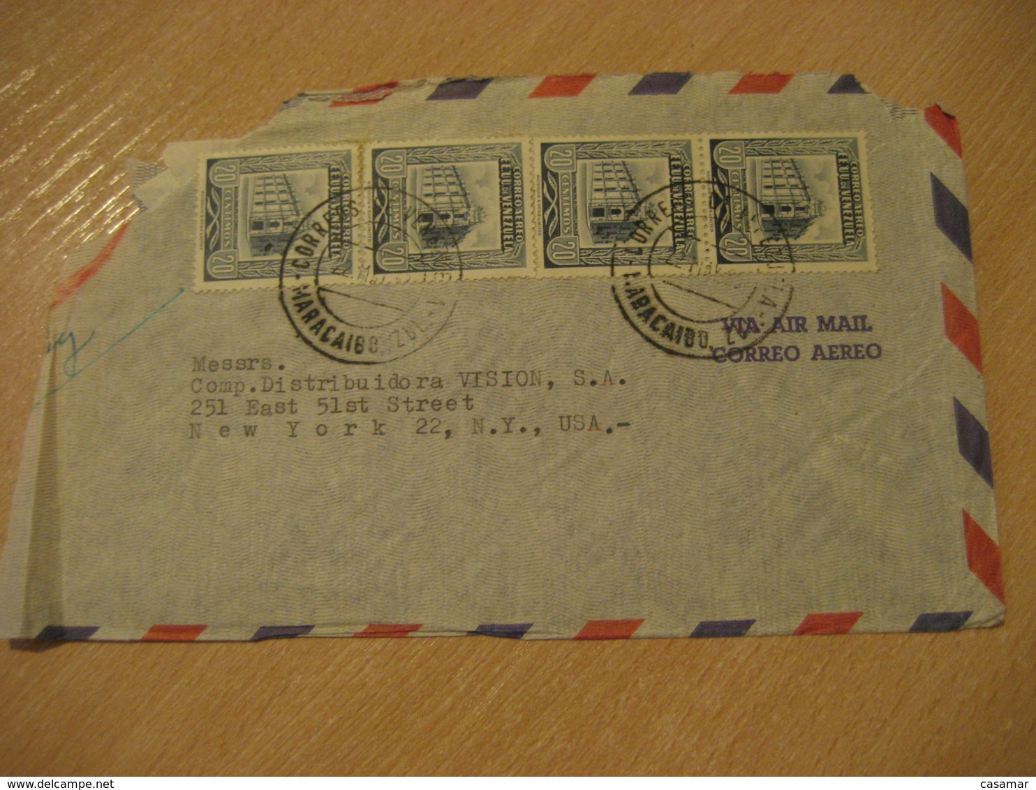 MARACAIBO 1953 ? To New York USA Air Mail Cancel Cover VENEZUELA - Venezuela