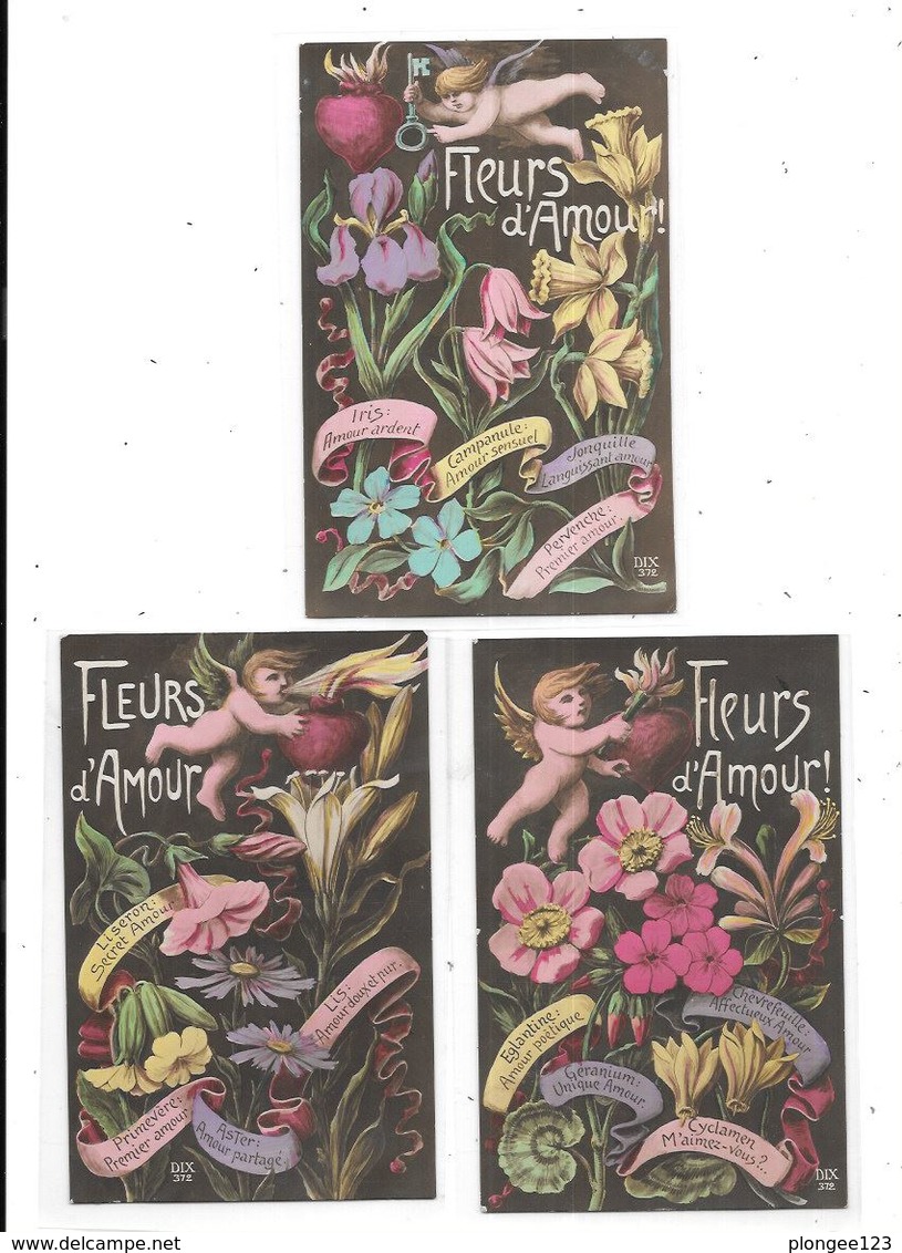 Lot De 5 CPA Enfant Nu Ange, FLEURS D'AMOUR - Anges