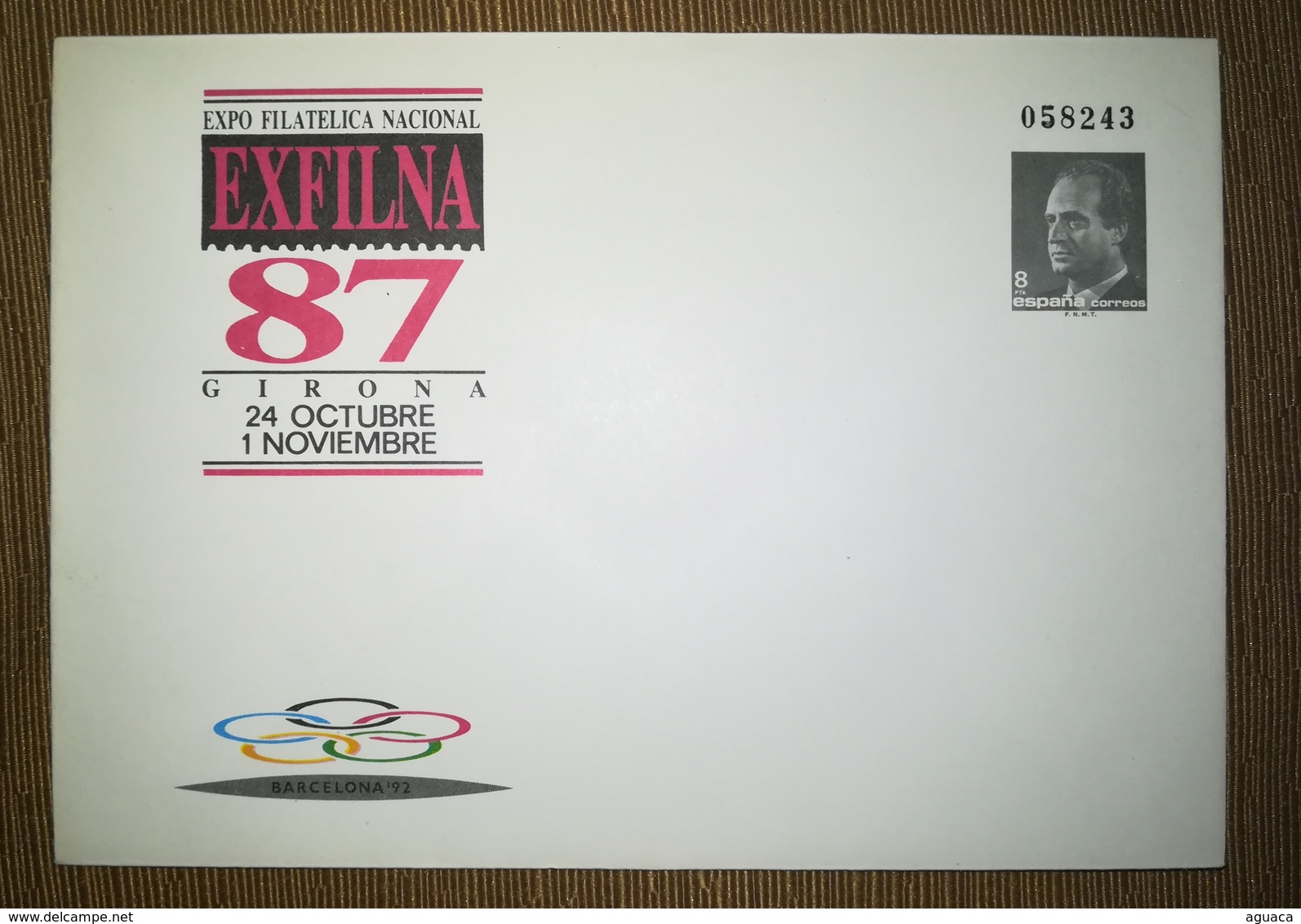 ESPAÑA SPAIN ESPAGNE SPANIEN EXFILNA 87 GERONA 1987 EDIFIL 10 SOBRE ENTERO POSTAL SEP - 1931-....