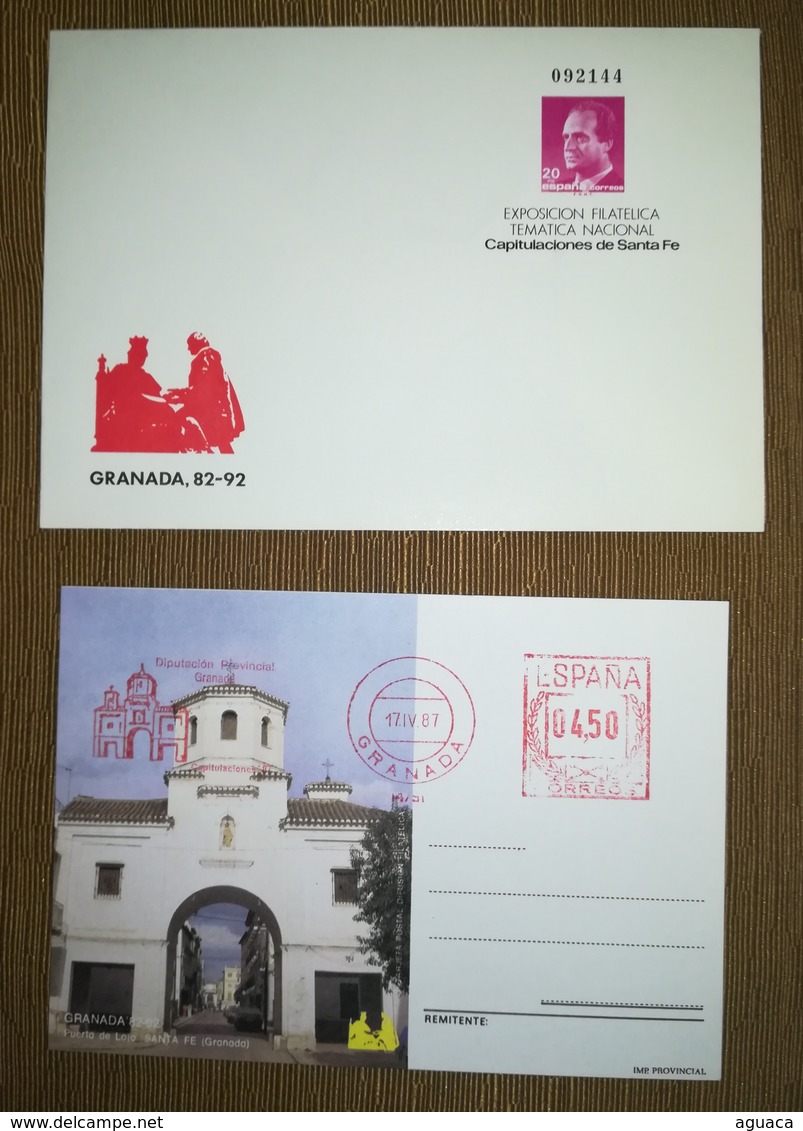 ESPAÑA SPAIN ESPAGNE SPANIEN CAPITULACIONES DE SANTA FE GRANADA 1987 EDIFIL 8 SOBRE ENTERO POSTAL SEP - 1931-....