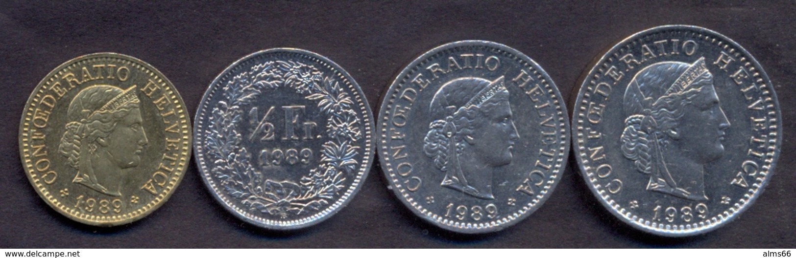 Switzerland Swiss 5 10 20 50 Rappen 1989 VF / XF (Set 4 Coins) - Autres & Non Classés