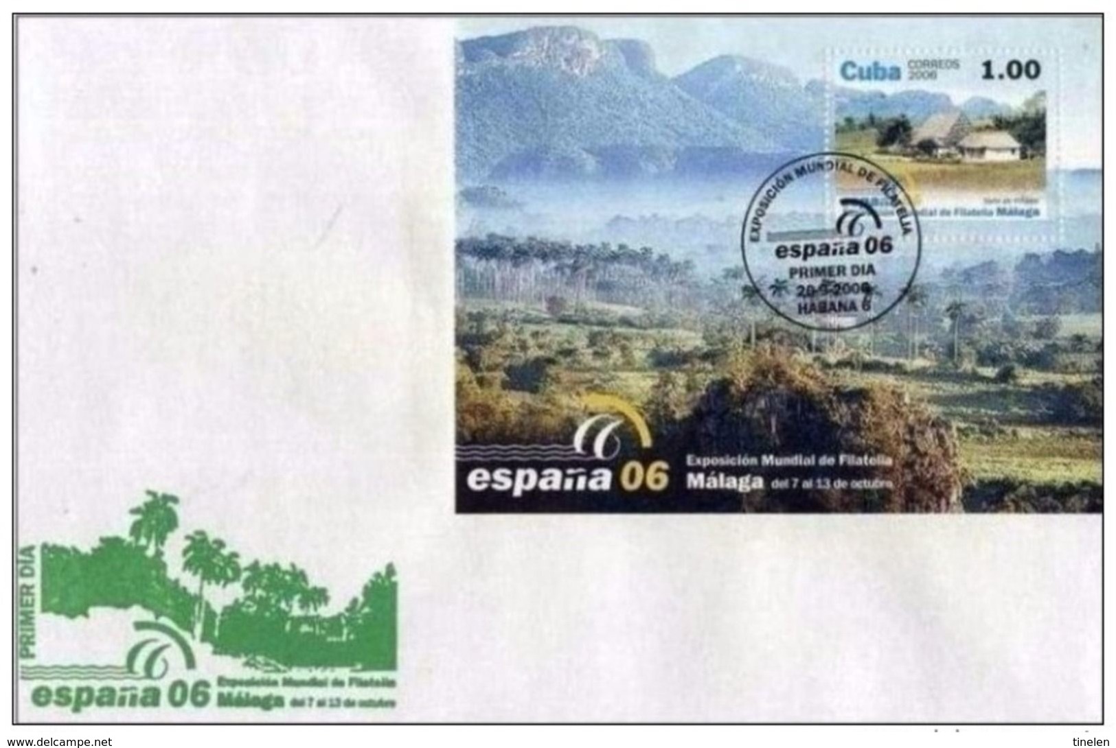 CUBA - 20 9 2006 FDC ESPOSIZIONE MONDIALE FILATELIA  "ESPAGNA 06" A MALAGA (FOGLIETTO) - Esposizioni Filateliche