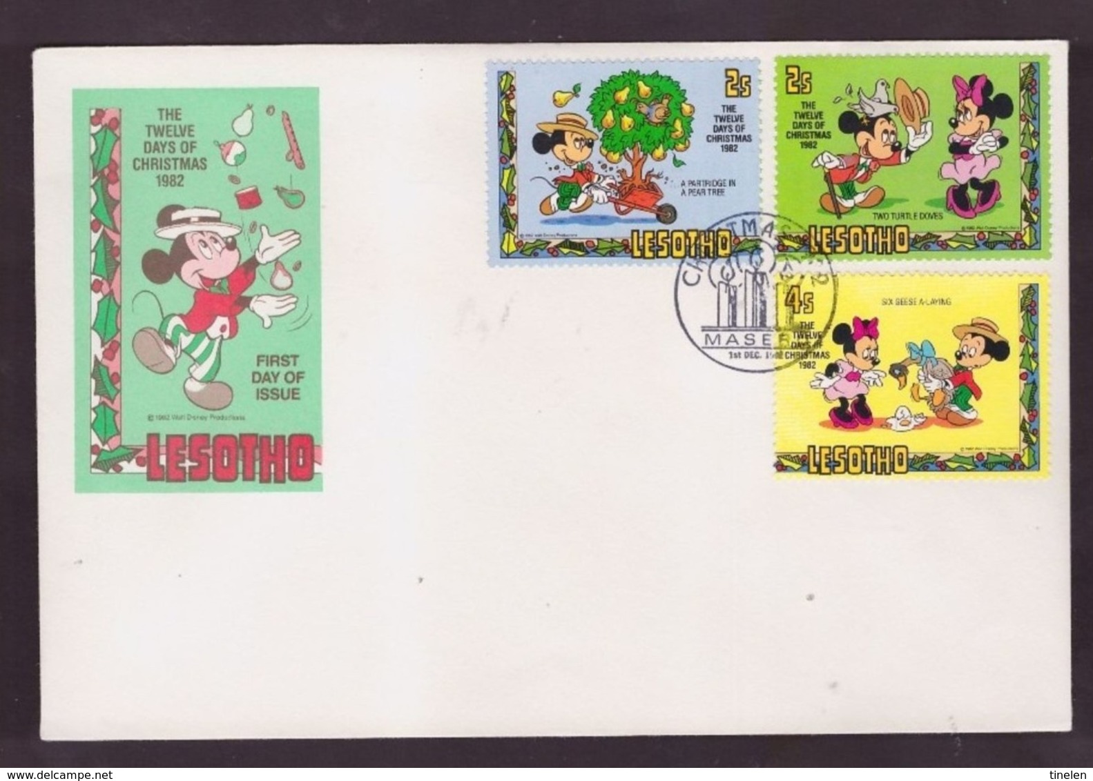 LESHOTO -  1 12 1982  FDC "THE TWELVE DAYS OF CHRISTMAS 1982" - Lesotho (1966-...)