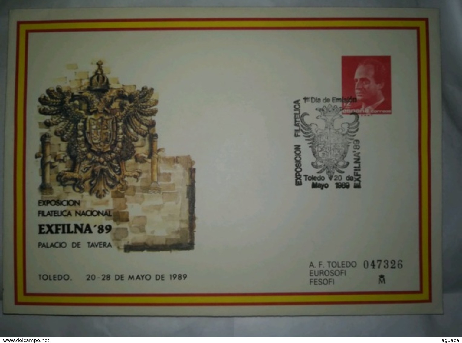 ESPAÑA SPAIN ESPAGNE SPANIEN EXFILNA 89 TOLEDO SOBRE ENTERO POSTAL SEP MATASELLADO PRIMER DIA FDC 1989 EDIFIL 13 - 1931-....