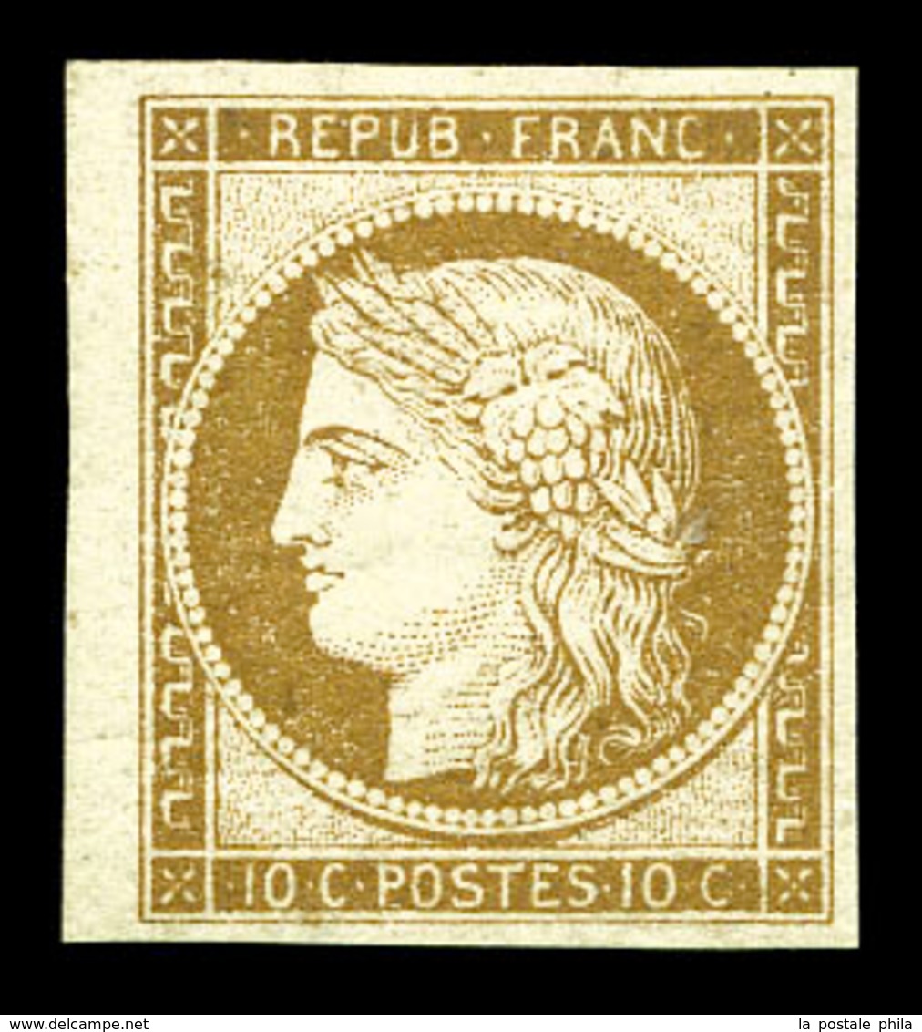 * N°1a, 10c Bistre-brun, Quasi **, Bdf, Fraîcheur Postale. SUPERBE. R. (certificat)  Qualité: *  Cote: 3250 Euros - 1849-1850 Ceres