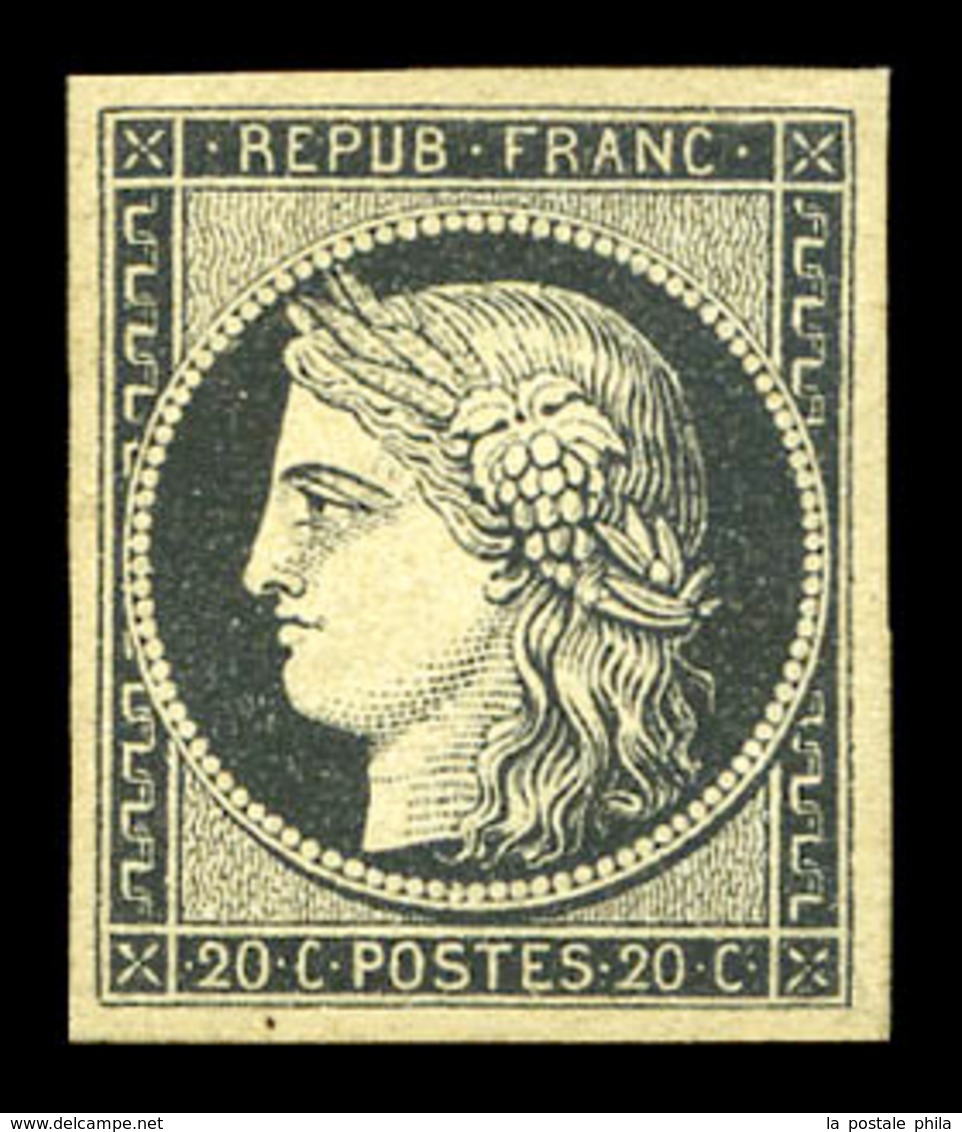 ** N°3f, 20c Noir Sur Jaune Impression De 1862, Fraîcheur Postale, SUP (certificat)  Qualité: ** - 1849-1850 Ceres