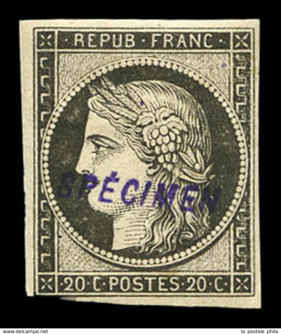 * N°3, 20c Noir Sur Jaune, Impression De 1862, Surchargé 'SPECIMEN'. SUP . R.R. (signé Scheller/certificats)  Qualité: * - 1849-1850 Cérès