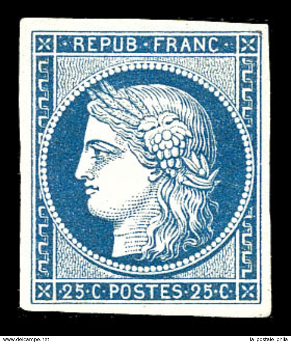 * N°4, 25c Bleu, Restauré, Belle Presentation (certificats)  Qualité: *  Cote: 8500 Euros - 1849-1850 Ceres