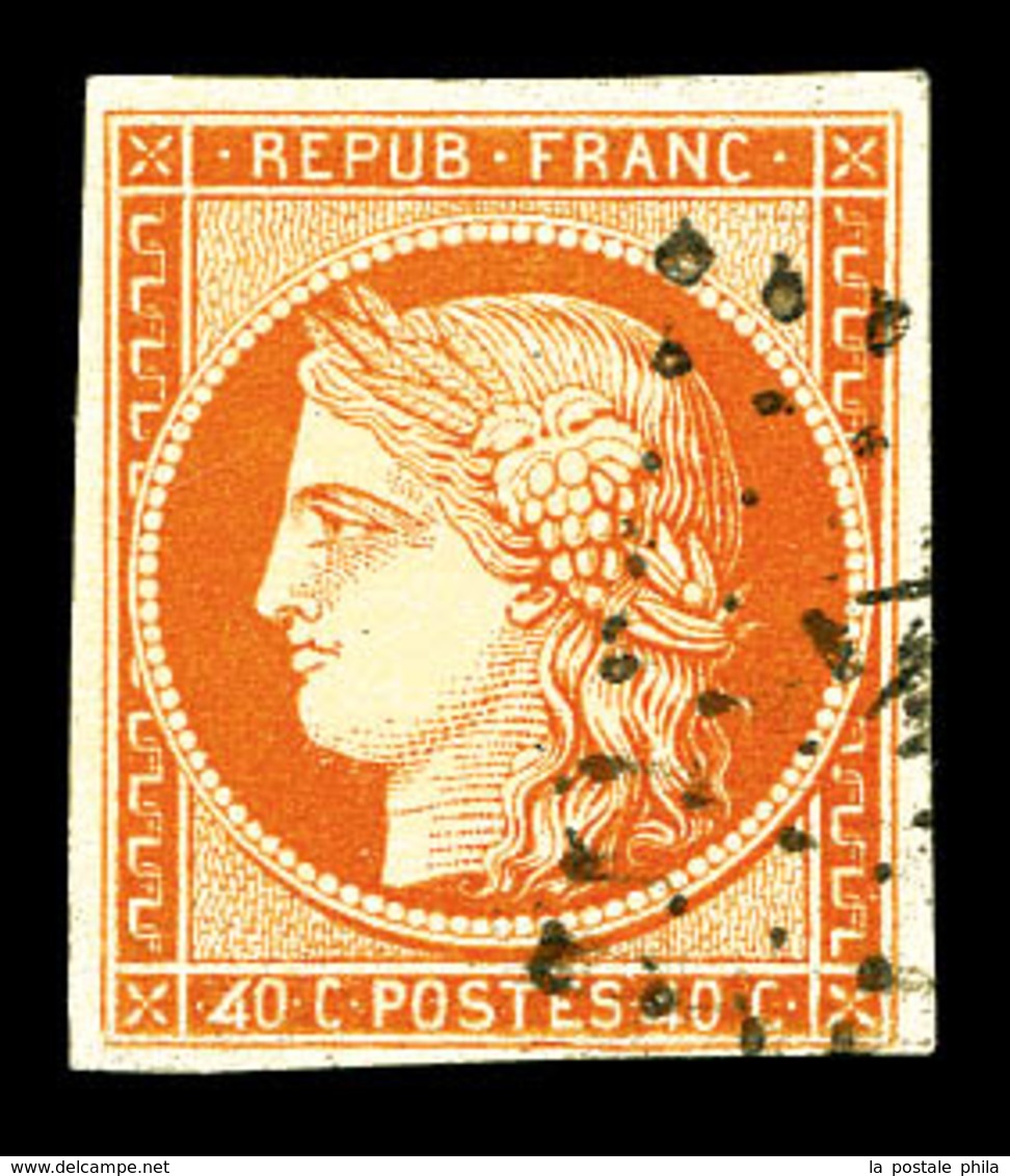 O N°5d, 40c Orange, Chiffres '4' Retouchés, Oblitération PC. SUP. R.R (signé Calves/certificat)  Qualité: O  Cote: 7300  - 1849-1850 Ceres