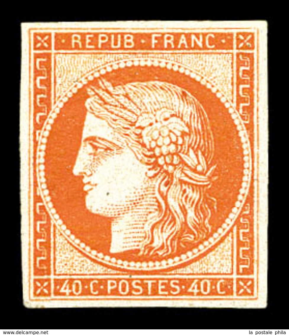 * N°5A, 40c Orange, Quatre Belles Marges, Frais. SUP (certificat)  Qualité: *  Cote: 3800 Euros - 1849-1850 Cérès
