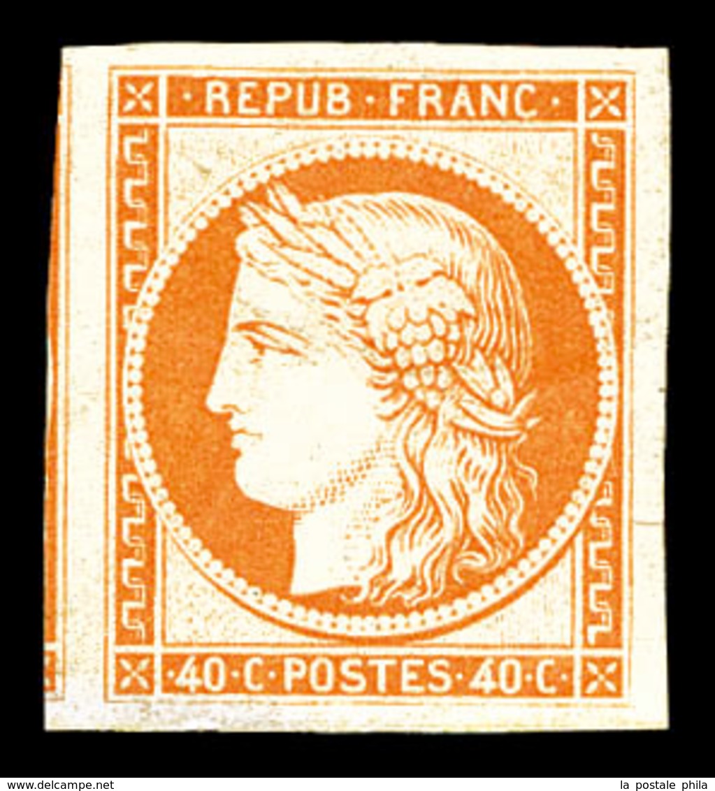 * N°5g, 40c Orange, Impression De 1862, Grandes Marges Avec Voisin. SUP (certificat)  Qualité: *  Cote: 800 Euros - 1849-1850 Cérès