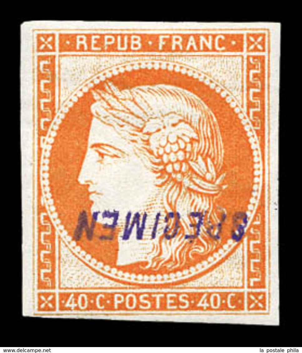 * N°5, 40c Orange, Impression De 1862, Surchargé 'SPECIMEN'. SUP . R.R. (signé Scheller/certificats)  Qualité: * - 1849-1850 Cérès