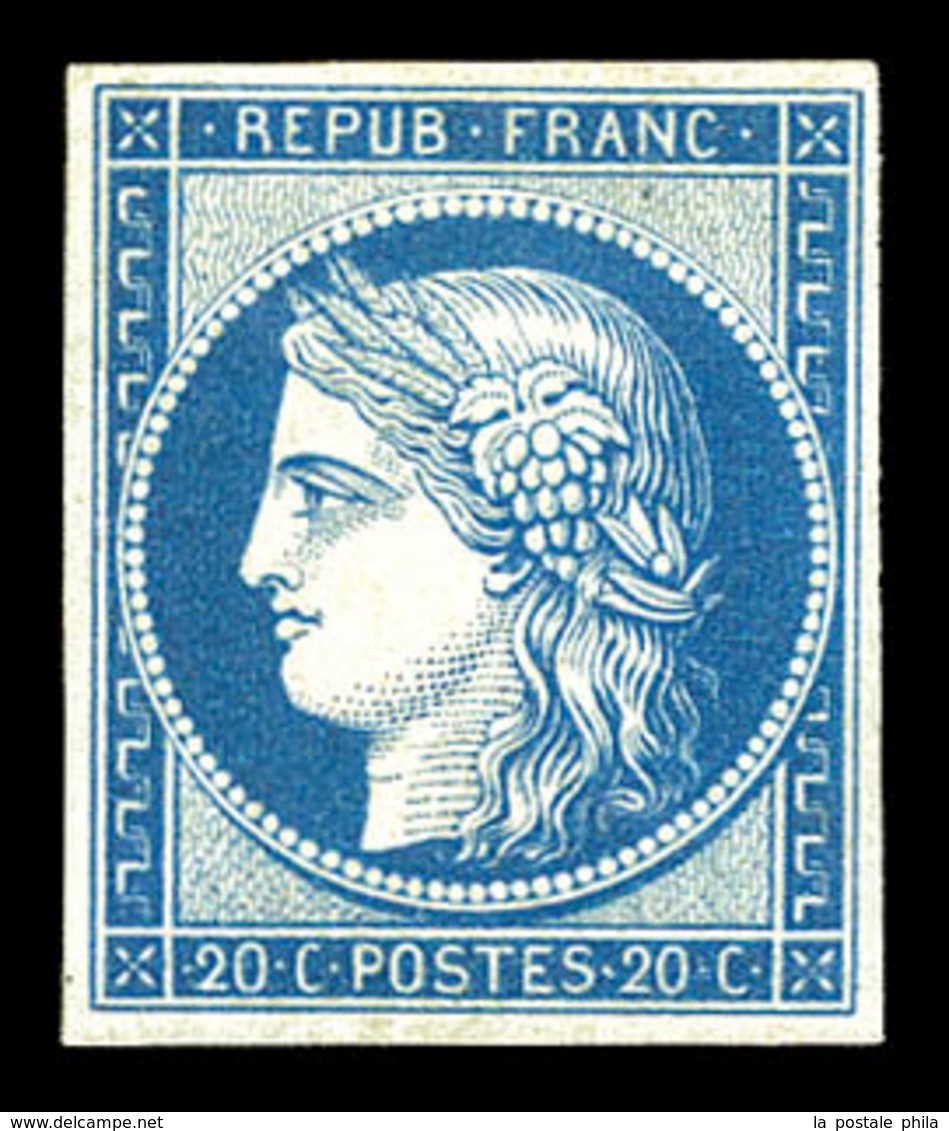 * N°8f, Non émis, 20c Bleu Impression De 1862, Fraîcheur Postale, TTB (certificat)  Qualité: *  Cote: 800 Euros - 1849-1850 Cérès