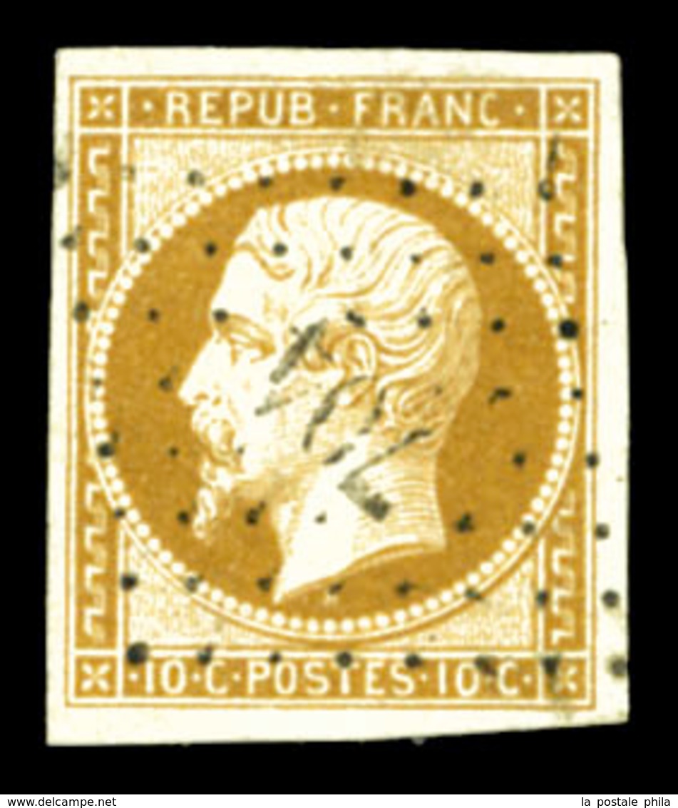 O N°9, 10c Bistre-jaune, Obl Pc '704' Légère, TTB (signé Scheller/certificat)  Qualité: O  Cote: 850 Euros - 1852 Luigi-Napoleone