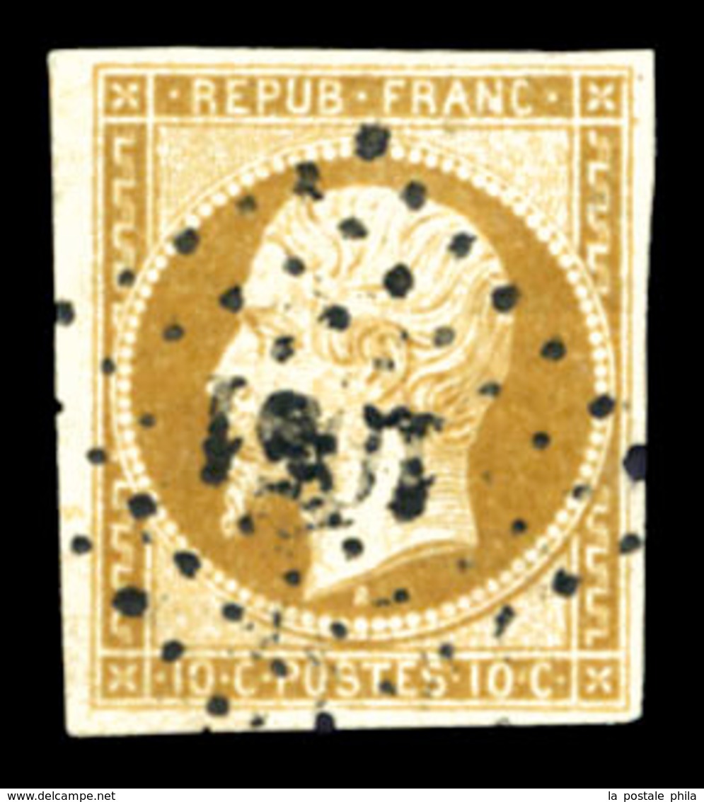 O N°9, 10c Bistre-jaune, Obl Pc, TB (certificat)  Qualité: O  Cote: 850 Euros - 1852 Louis-Napoleon