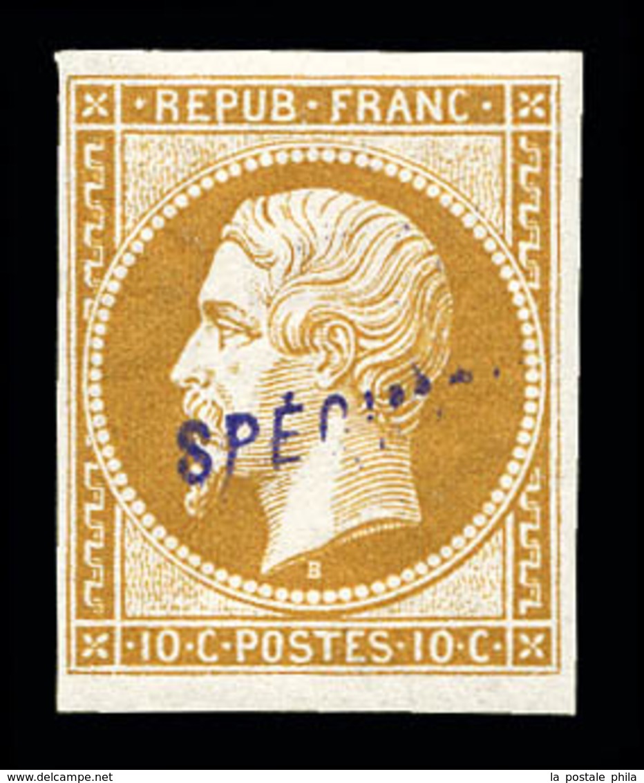 * N°9, 10c Bistre-jaune, Impression De 1862, Surchargé 'SPECIMEN'. SUP . R.R. (signé Scheller/certificats)  Qualité: * - 1852 Luigi-Napoleone