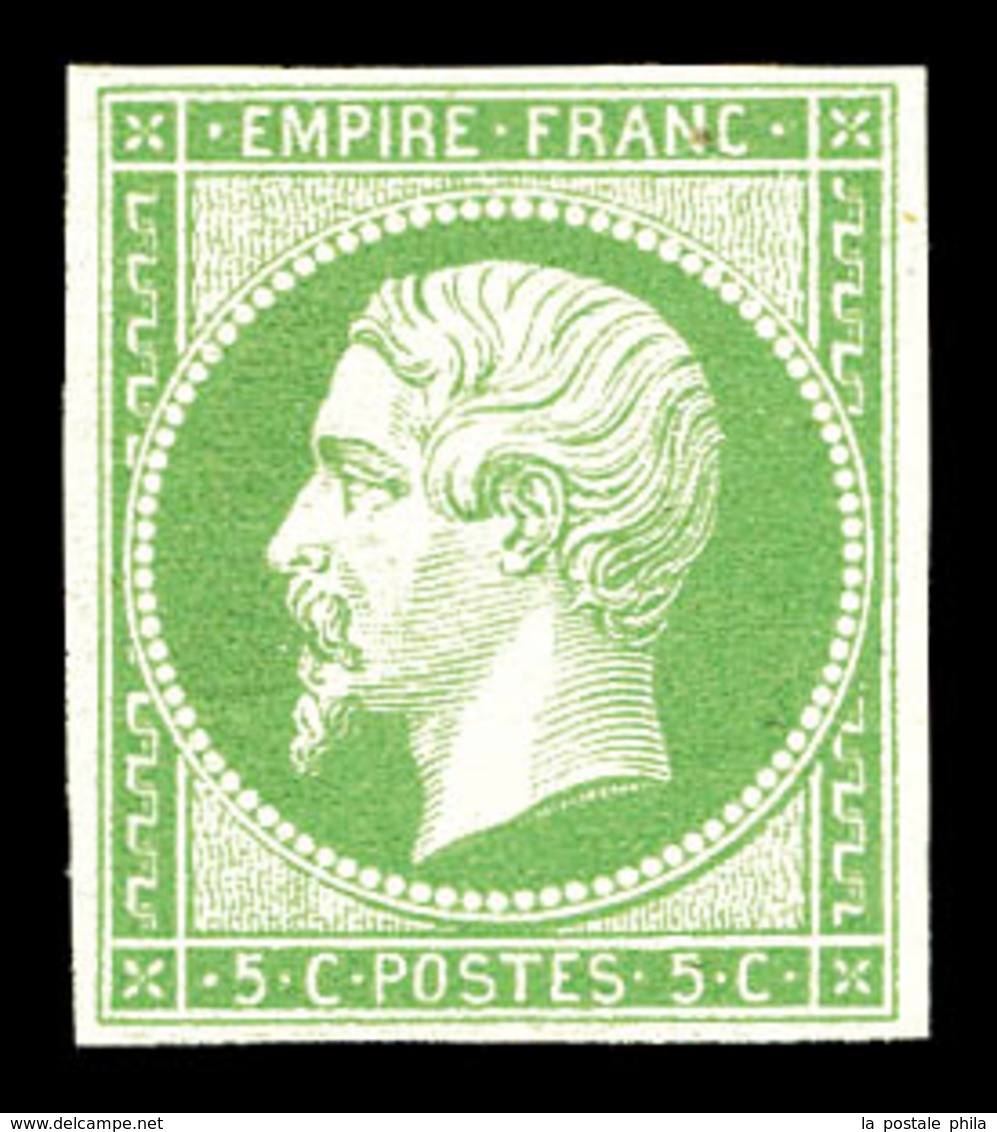 * N°12a, 5c Vert-jaune, Très Frais. SUP (certificat)  Qualité: *  Cote: 1400 Euros - 1853-1860 Napoleon III